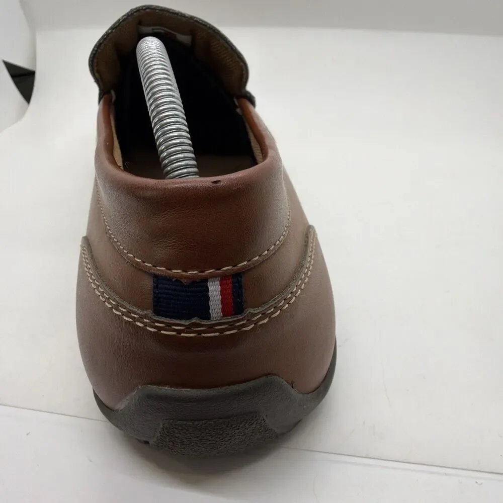Tommy Hilfiger Mens Sz 10.5 Brown Leather Loafers Casual Comfort Slip On Shoes